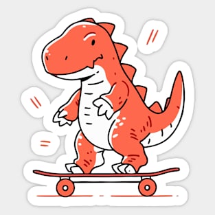 Cute Skateboarding Dinosaur Sticker